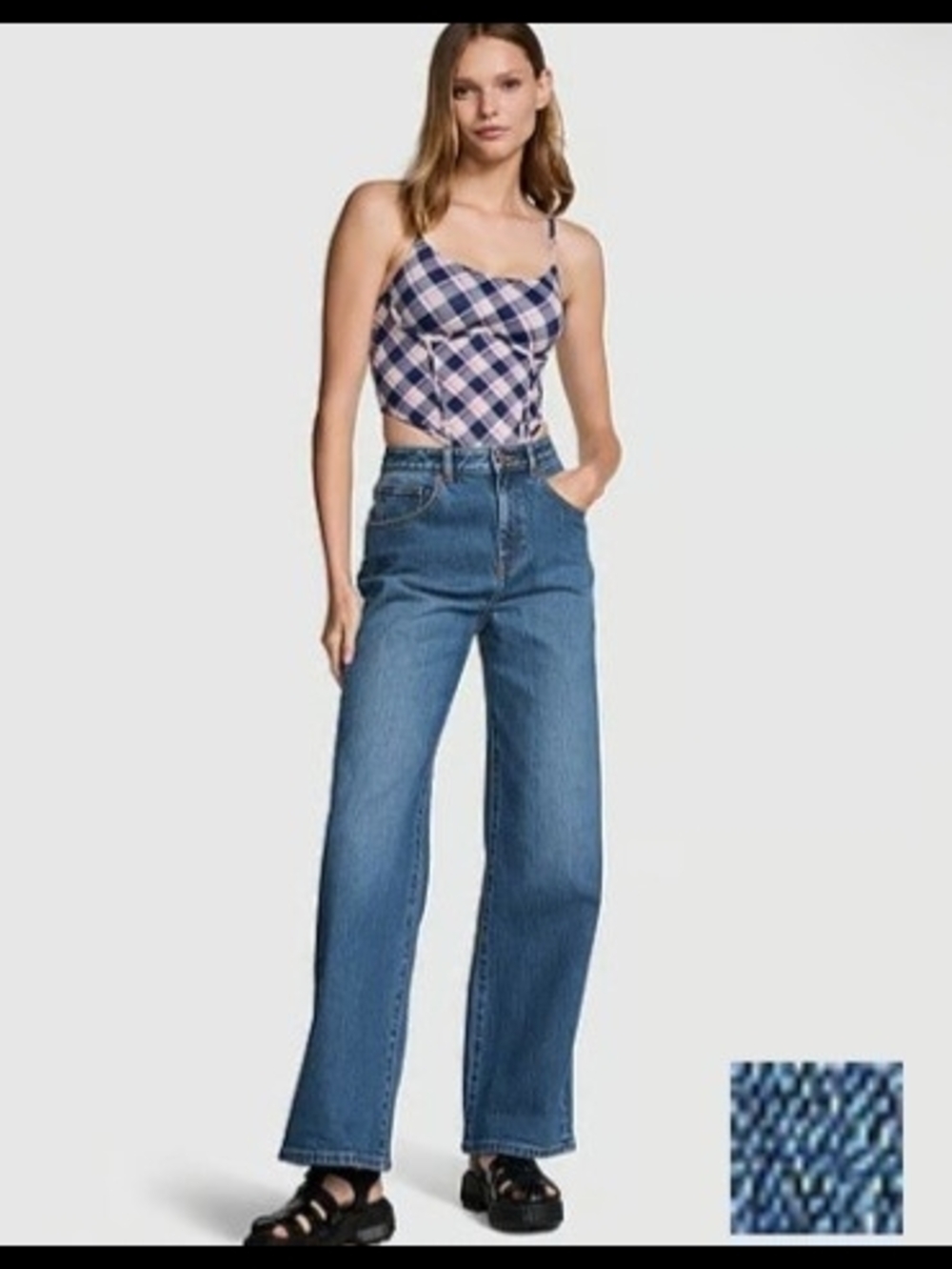 PINK Victoria's Secret Blue High-Rise Straight Leg Size 16